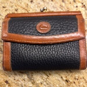 Dooney and bourke navy and tan wallet